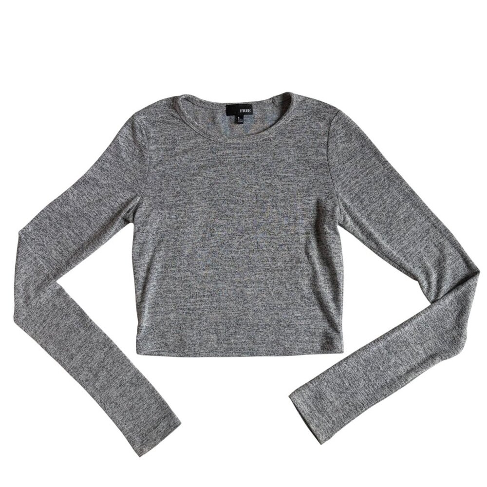 Wilfred Free by Artizia Georgia Cropped Long Sleeve T-Shirt (Grey) - Size Small